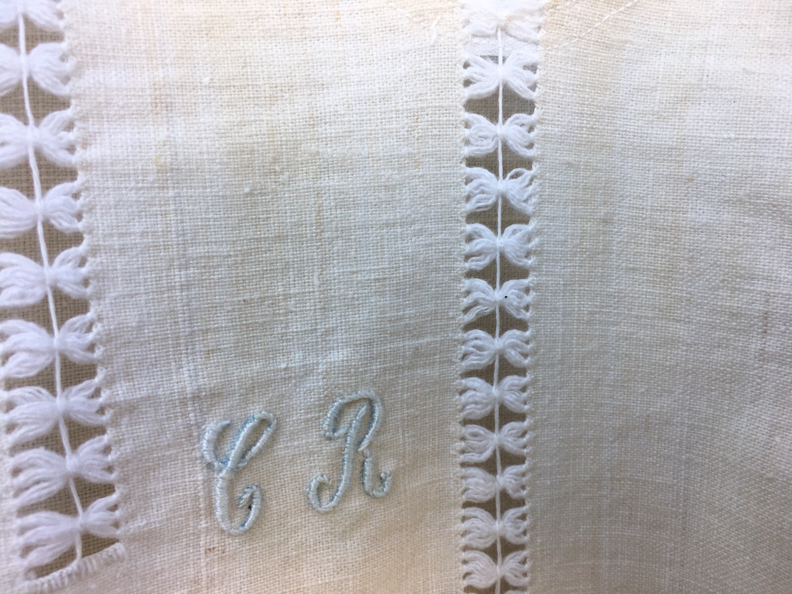 New Vintage Linen Hemp Lace Embroidered French It… - image 9