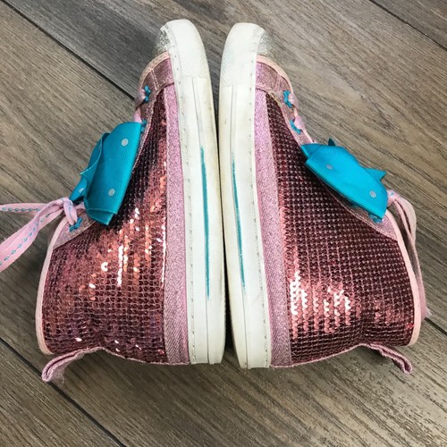 Nickelodeon JoJo Siwa Girls High Top Sneakers Shoes Pink Blue Bow Sz. 13 Sparkle - Picture 3 of 12