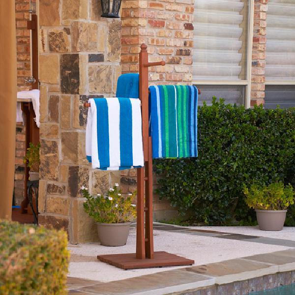Patio Towel Rack Poolside Tree Stand Outdoor Valet Spa 4 Hang Bar Patio Towel Rack Poolside Tree Stand Outdoor Valet Spa 4 Hang Bar Bath Durable