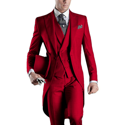 Hochzeit Herren Schwanz Sakko 3 Teile Bräutigam Smoking Abschlussball Blazer mit Hose Weste - Bild 17 von 21