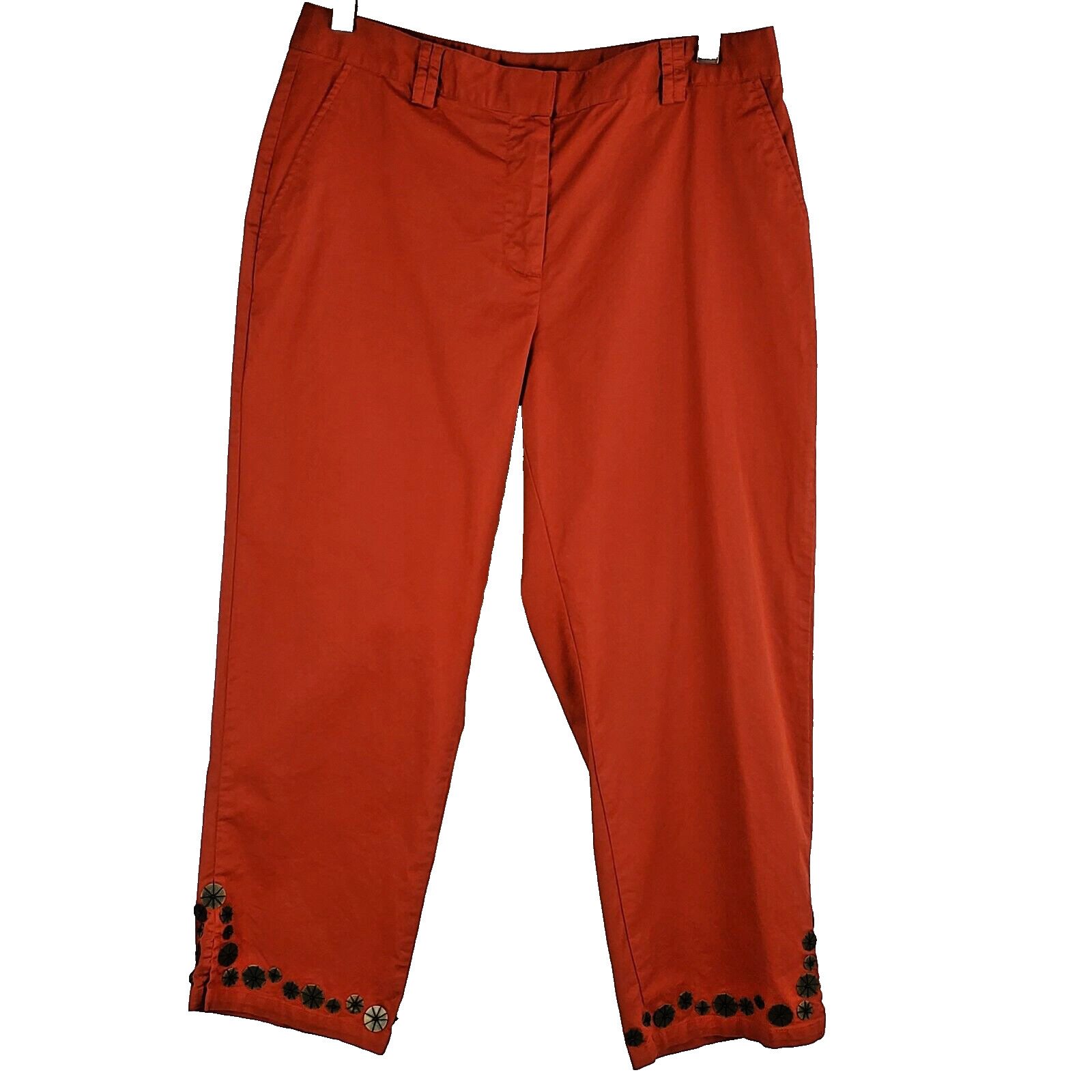 Ruby Rd. Orange Capri Cropped Pants Medallion Acc… - image 1