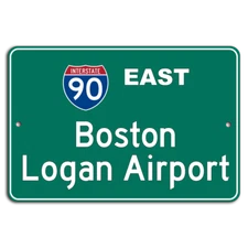 Authentic I-90 East Sign - Boston Logan Airport Green