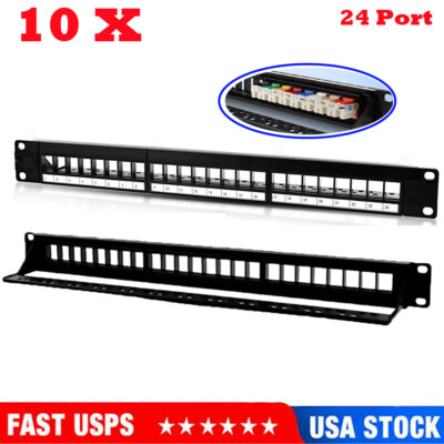 10X24-Port Keystone Jack Blank Patch Panel Plate Cat5e Cat6 RJ45 19'' Rack Mount