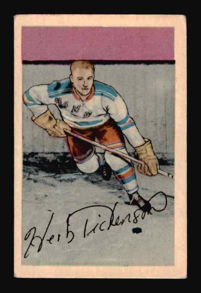 Herb Dickenson #57 Hockey Cards 1952 Parkhurst trading card — raw and PSA graded price guide