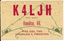 QSL 1970 Hamilton Virginia   radio card
