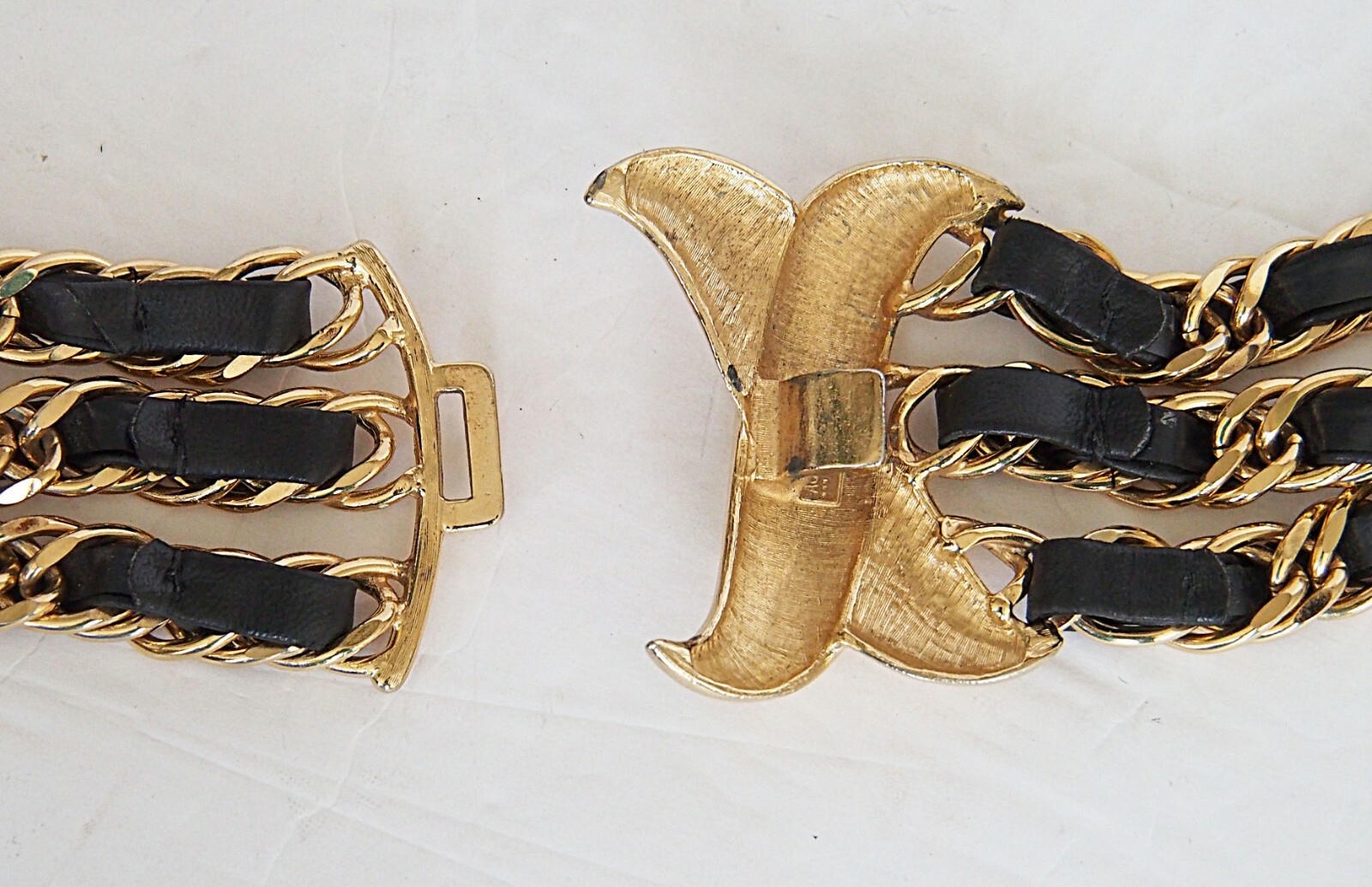 ACCESSOCRAFT NYC Vintage Chain Leather Belt Gold Blac… Gem