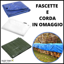 TELO TELONE OCCHIELLATO POLIETILENE COPERTURA IMPERMEABILE VERDE BIANCO BLU