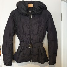 Add Jacket Designer Ladies Uk 12 Coat Puffa Belted Hooded Pockets Quilted Black