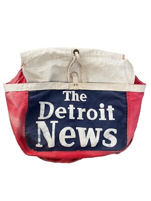 Vtg The Detroit News Newsboy Canvas Bike Carrier Delivery Bag 60s 50s