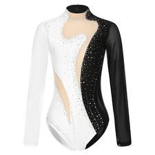 Womens Bodysuit Shiny Ballet Dance Leotard Gymanstics Outfit Performance Unitard