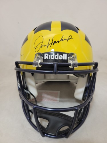 JIM HARBAUGH & AIDAN HUTCHINSON SIGNED MICHIGAN F/S SPEED AUTHENTIC HELMET - Picture 3 of 5