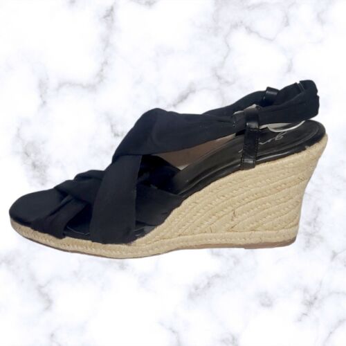 #480 Vintage GNW Y2K Espadrille Women Wedges Crisscross Fabric Rope Sandals 11 - Picture 2 of 5