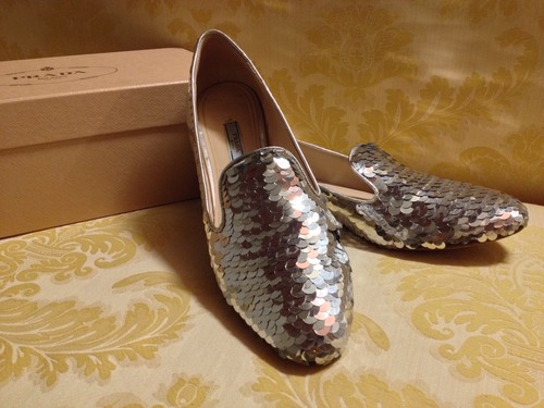 Stupende Scarpe Donna PRADA In Paillettes Argento N. 38 Con Scatola  Originale | eBay