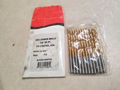 S150109TN High-Speed Steel Jobber Drill Split Point Tin (12 Pack) 3/16''