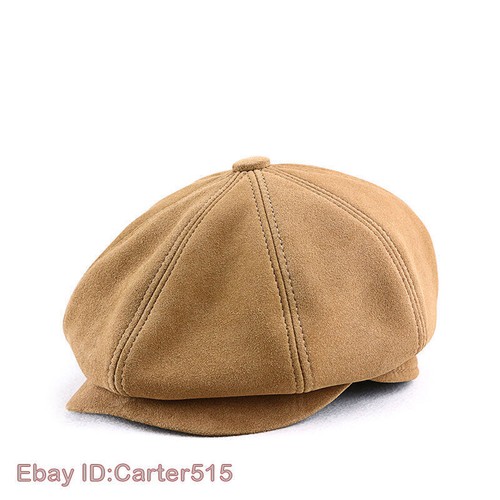 Men's Suede Sheepskin Peaked Cap Newsboy Hats Caps Jeff Hat Casquette Hat