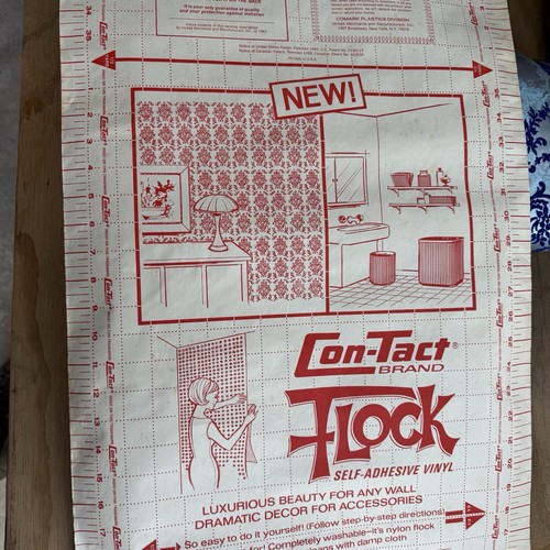 11+ Yards Of Vintage Flocked Con-Tact Paper Wallpaper Contact Blue Flock 1967 - Picture 8 of 11