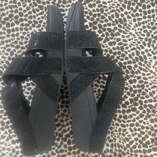 FitFlop schwarze Riemchen Strass Pantoletten Sandalen Größe EU 39 US 8 - Bild 8 von 9