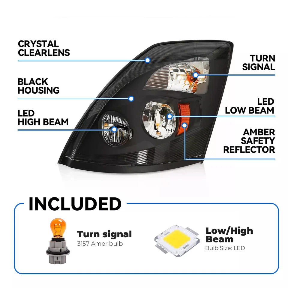 For 2004-2018 Volvo VNL VNX VNM LED Headlights Lamp Driver Left Side #82329590 - Image 2 of 4