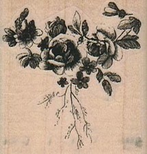 Rose Arrangement 1 3/4 x 1 3/4" Rubber Stamp, Plant Stamp, Tree Stamp, Flowers S