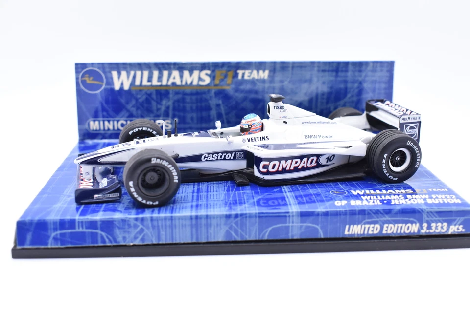 Modellino auto Formula 1 F1 scala 1:43 Wiliams BMW FW22 BUTTON BRAZIL modellismo - Immagine 3 di 4