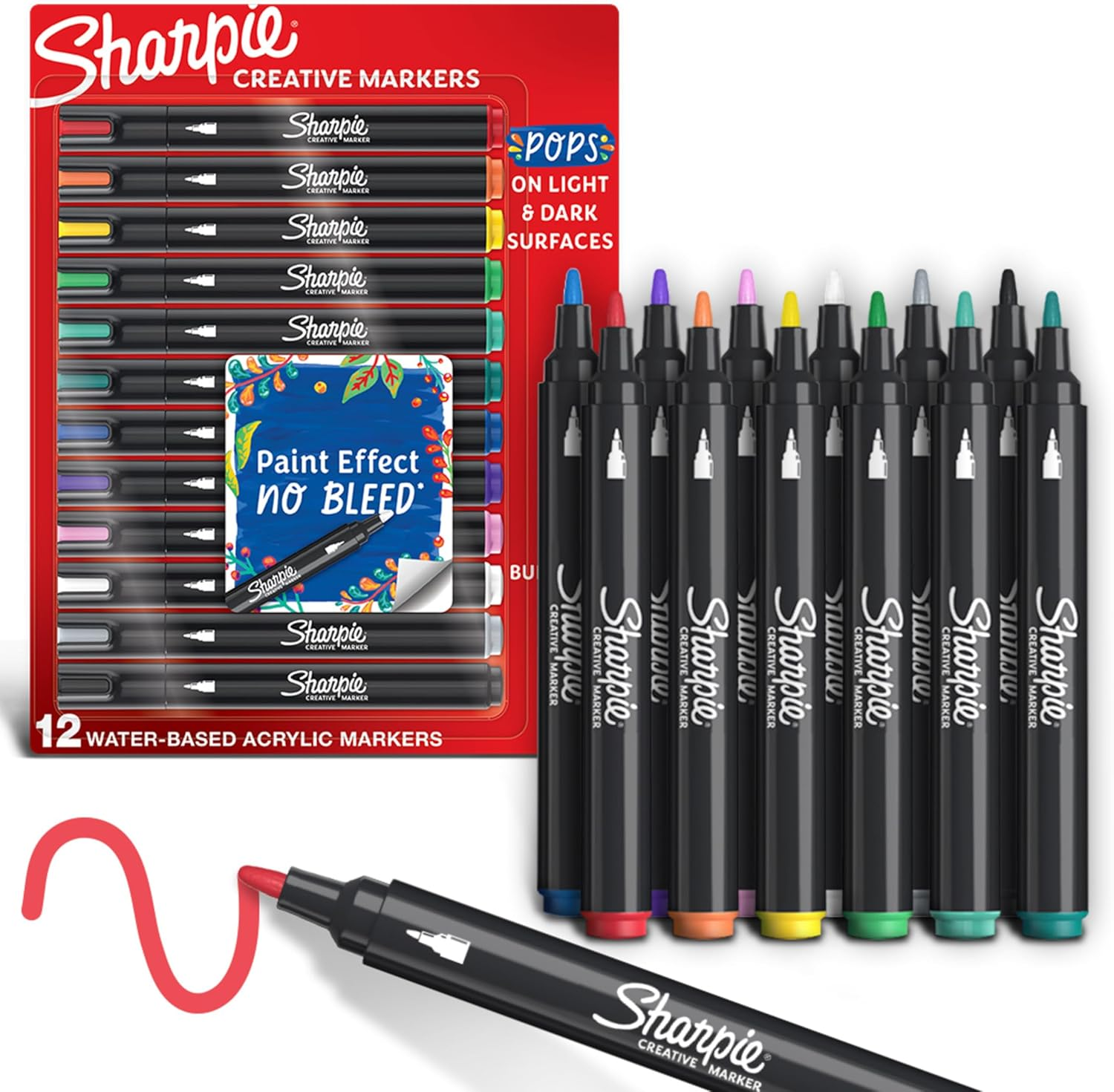 12-Color Bullet Tip Water-Based Acrylic Creative Markers-image