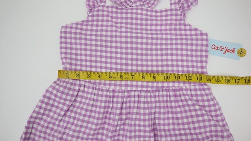 Cat & Jack - Girl's Gingham Dress Sleeveless Kids Size XL (14) Purple - Picture 5 of 8