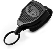 Retractable Key Holder Steel Belt Clip Heavy Duty 48 Locking Keychain Black