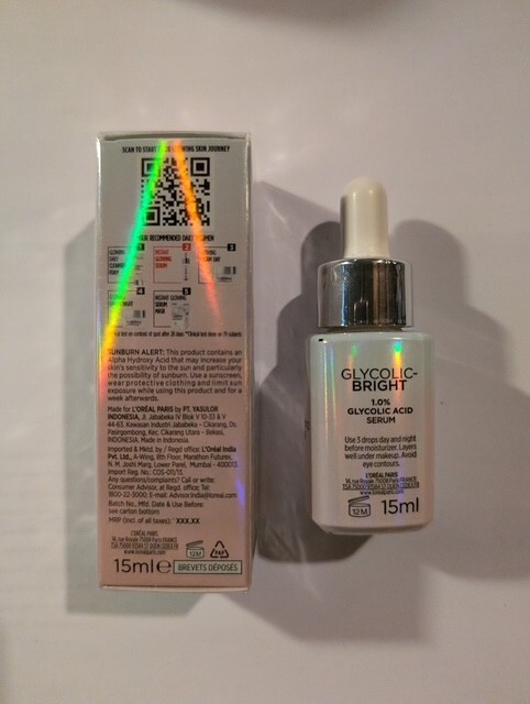 L'Oreal Paris Glycolic Bright Skin Brightening Serum; New 15ml