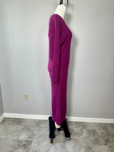 Anna Klein Vintage Dress Size S Vintage Wool Burgundy Midi Knitwear Long Sleeves - Picture 4 of 16