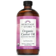 HERITAGE STORE Organic Castor Oil Glass Bottle Cold Pressed Hydration Hair Skin