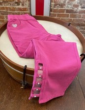 Quacker Factory DreamJeannes Pink Ladder Hem Cropped Pants with Bling S New