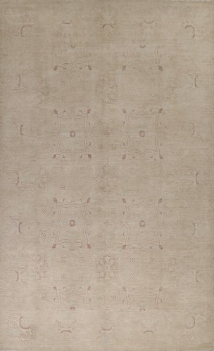 Muted Geometric Oushak Turkish Area Rug Vegetable Dye Hand-knotted 8'x12' Carpet - Picture 1 of 12