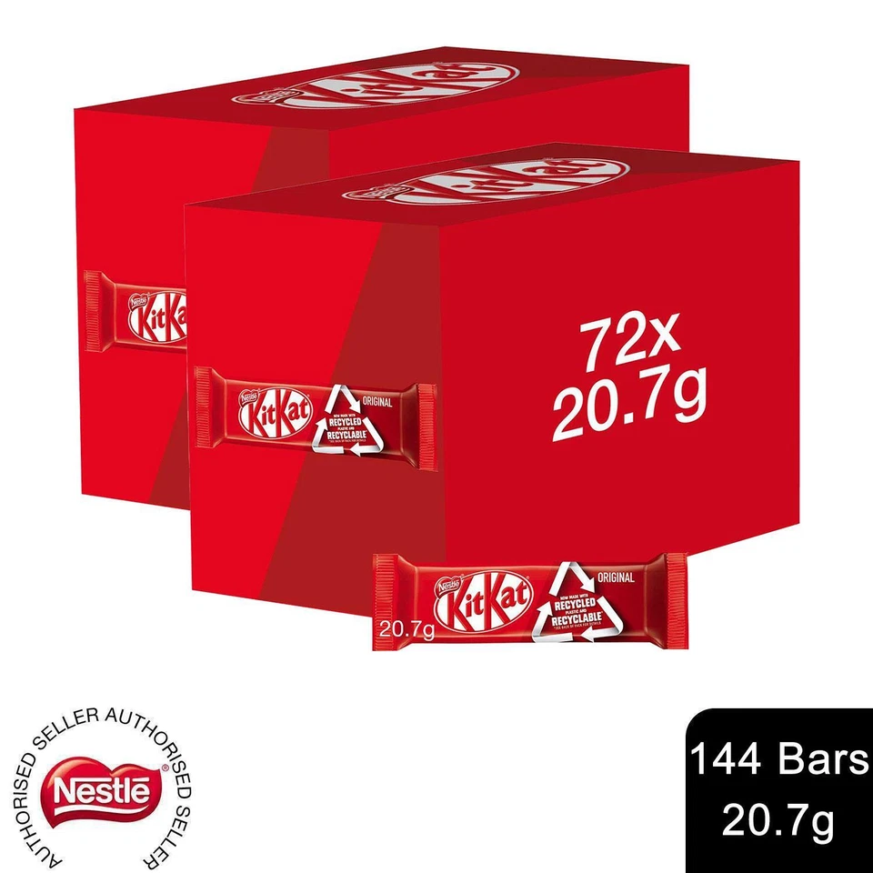 KitKat 2 Finger Milk Chocolate Biscuit Bars 20.7g | Bulk Buy (Pack of 144)