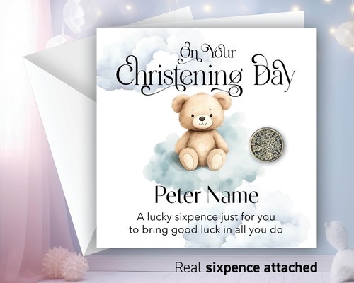 Personalised Christening Gift For Girl Boy - Lucky Sixpence Coin any name baby - Picture 6 of 8