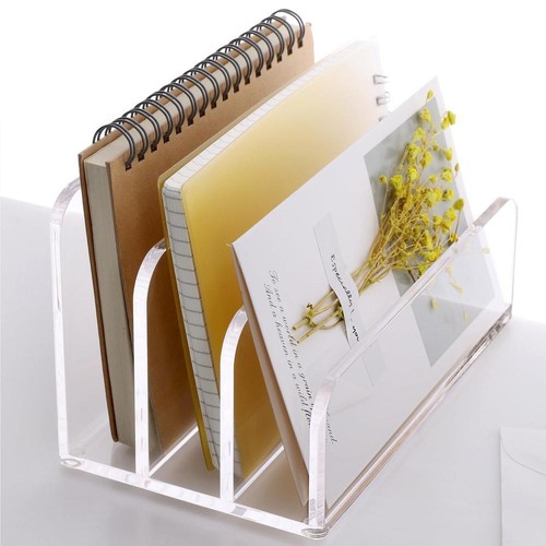 Acrylic Mail Organizer File Sorters For Desk Laddered Vertical Letter Holder AU - Picture 3 of 9
