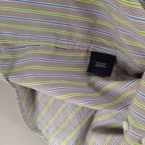 Tailorbyrd Shirt Men XL Blue Brown Stripe Long Sleeve Cotton Button Up Flip Cuff - Bild 9 von 9