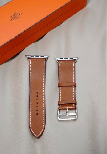 HERMES Apple Watch 44mm Fauve Brown Leather Band Single Tour Used no box