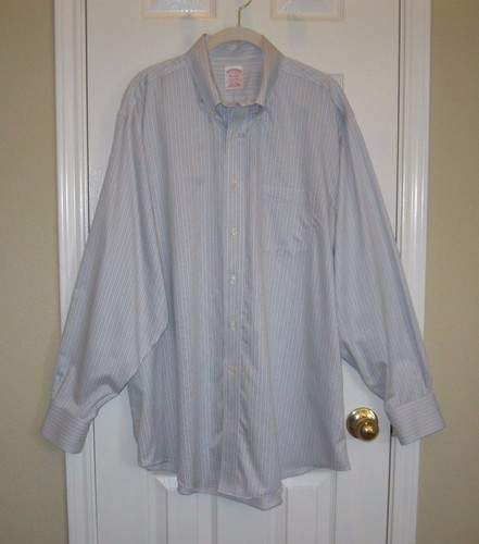 Brooks Brothers hellblau & taupe Nadelstreifen Hemd ~ Gr. 17 / 35 - Bild 1 von 7