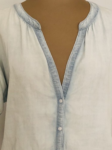 &SHIRT by H&M Damen Chambray Top Shirt hellblau Gr. 4 elastische Taille - Bild 9 von 9