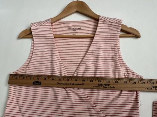Toad & Co Women L Stripe Pockets Casual Outdoor Sleeveless Faux Wrap Cue Dress - Picture 5 of 17
