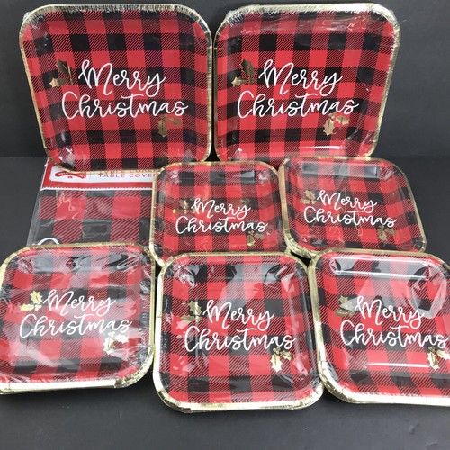 Christmas Holiday Lot of 31 Pkgs Winter Napkins Drink Napkins Plates Table Cover - Picture 4 of 10