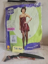 Jazz Diva Costume Flapper Dress Red Lace Fringe  1920s  Size S