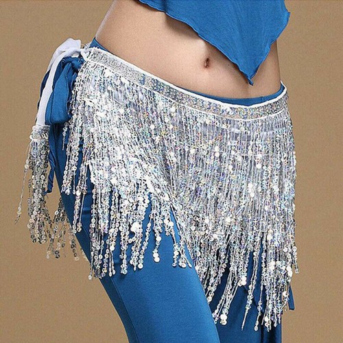 Belly Tassel Sequin Dress Girl Jazz Dance Mini Dancer Costume Skirt Skirt Wrap - Picture 2 of 20