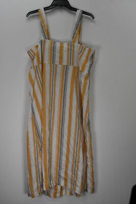 New Look Curves Womens Georgia Stripe Button Front Linen Blend Midi Dress  16 | eBay