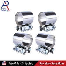 4pcs 2 Butt Joint Band Exhaust Clamp Sleeve Coupler T304 Stainless Steel