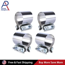 4Pcs 2" Butt Joint Band Exhaust Clamp Sleeve Coupler T304 Stainless Steel