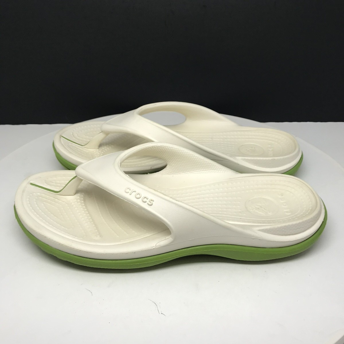 Crocs Sandals Womens Mens Flip Flops White Green Slip On Thong