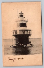 Pecks Ledge Lighthouse Norwalk Harbor Connecticut CT c1901 Vintage Postcard