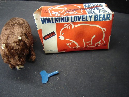 Walking Lovely Bear Wind Up Toy In Box Occupied Japan - Picture 9 of 10