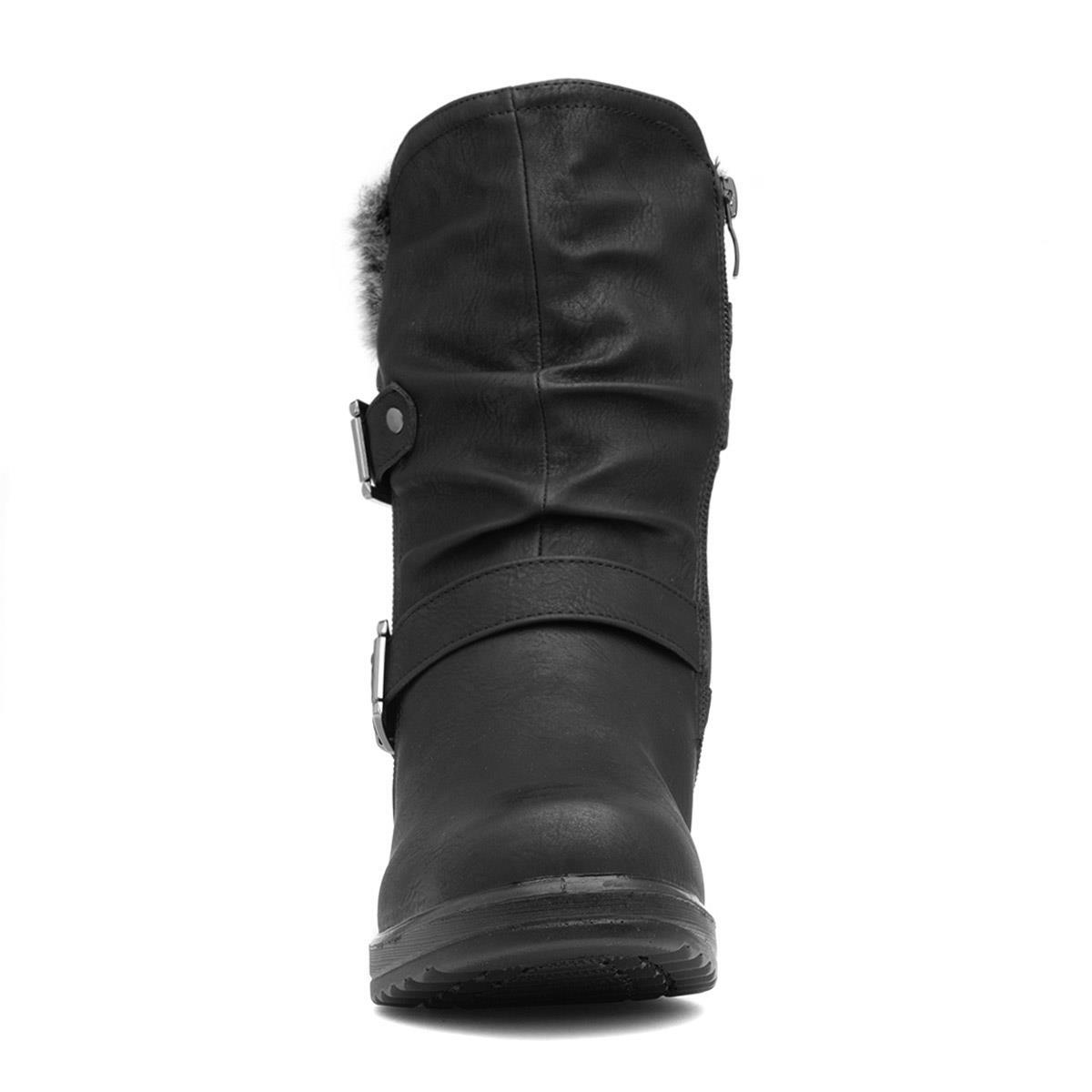 Softlite Womens Boots Black Zip Up Buckled Joey shoezone Size UK 3,4,5